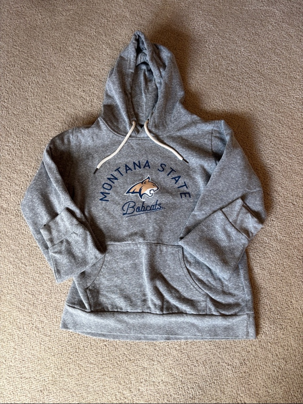 League Gray Hooded Sweatshirt with White Drawcords